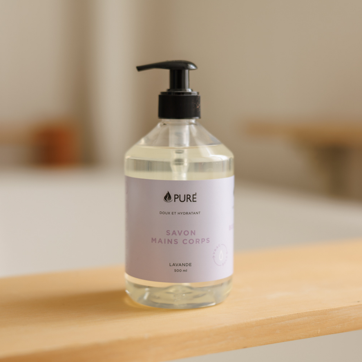 Savon mains et corps Pure – Lavande – 500 ml — présentation du produit