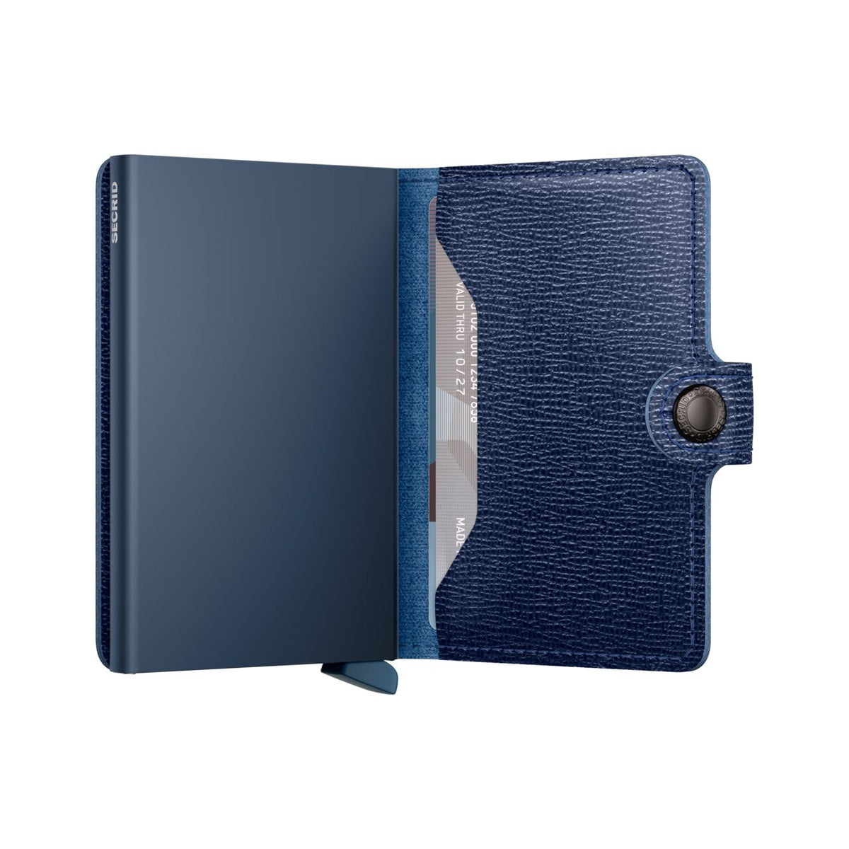 Portefeuille Miniwallet Crisple Secrid bleu marine, vue déployée