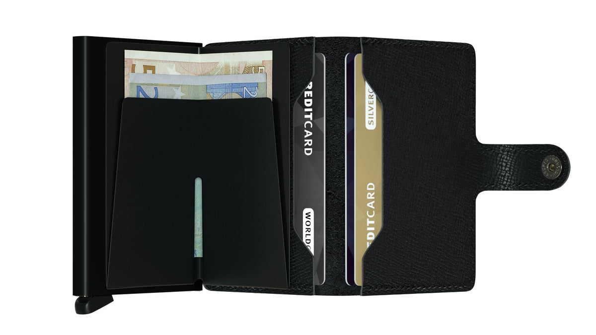 Portefeuille Miniwallet Crisple Secrid noir, vue ouverte