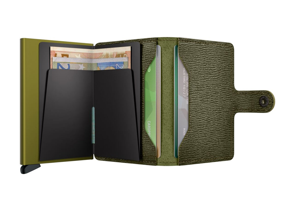 Portefeuille Miniwallet Crisple Secrid vert kelp, vue ouverte