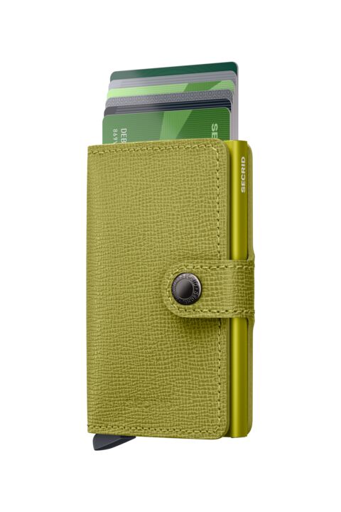 Portefeuille Miniwallet Crisple Secrid vert lime, cartes sorties