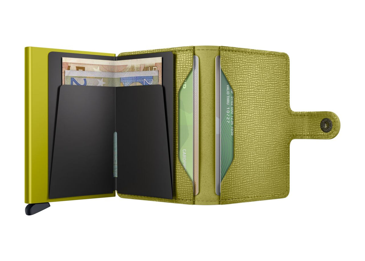 Portefeuille Miniwallet Crisple Secrid vert lime, vue ouverte