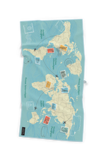Serviette de plage Solem Autour du monde XL, recto avec carte du monde