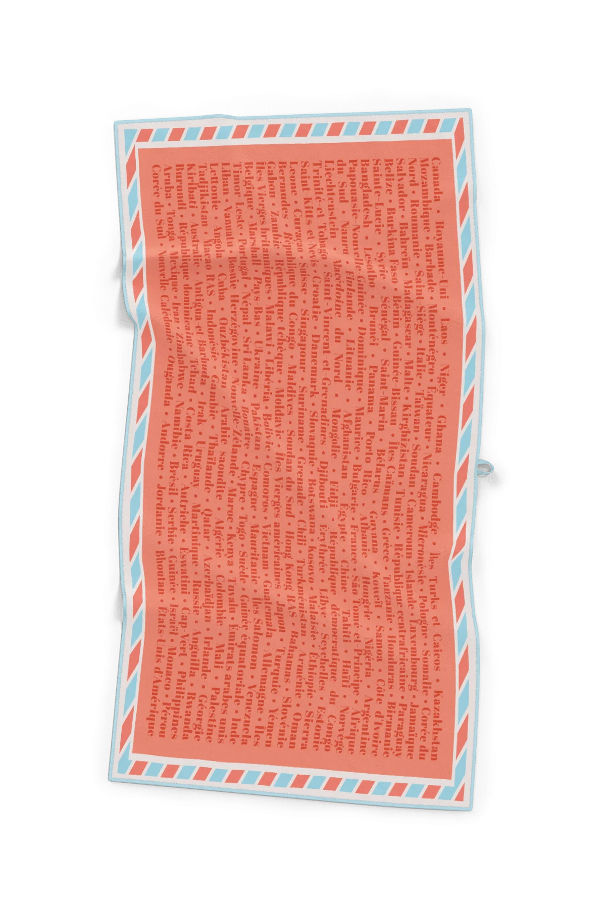 Serviette de plage Solem Autour du monde XL, verso corail à motifs