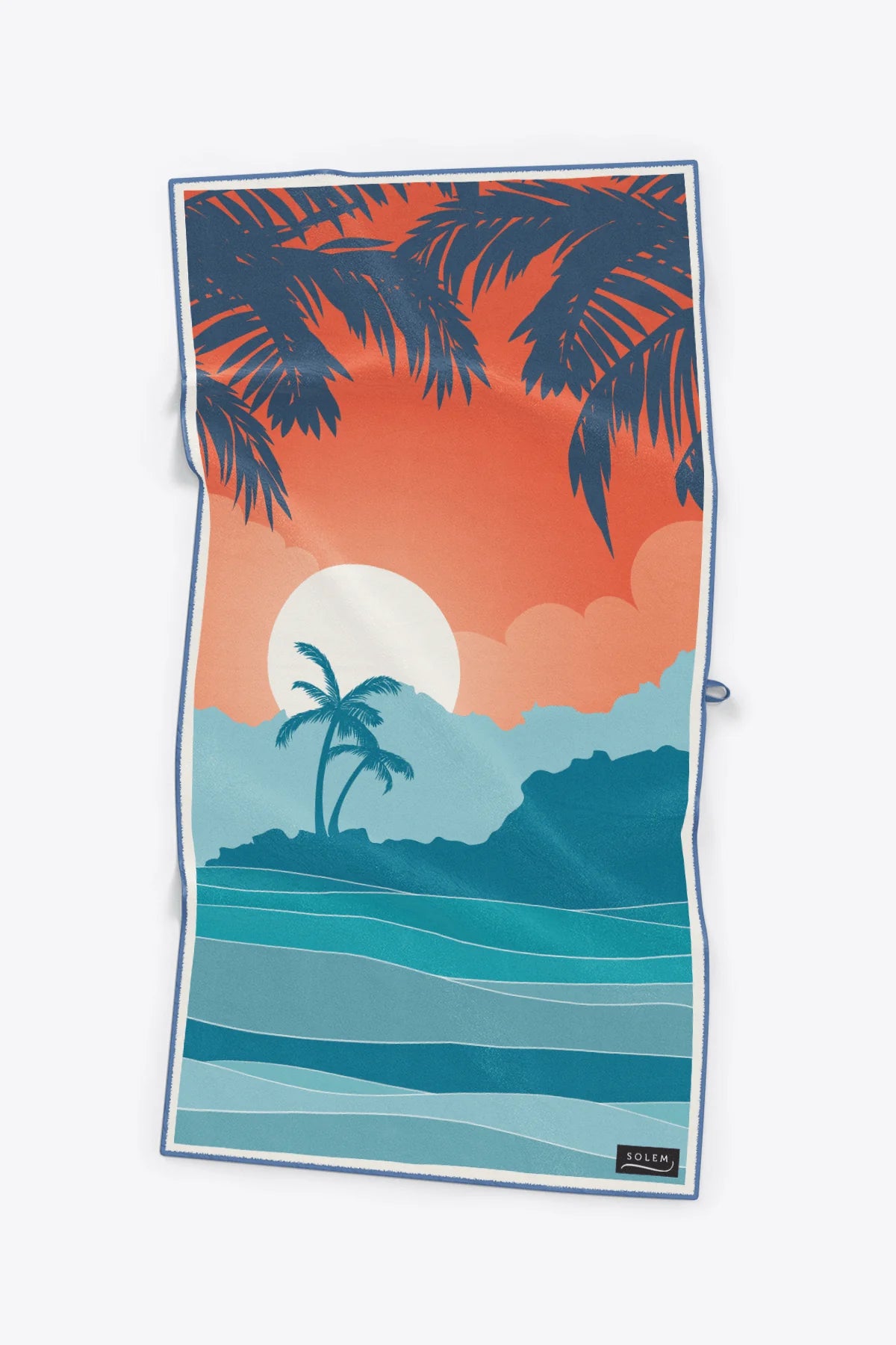 Serviette de plage Solem Azur XL, recto avec paysage tropical