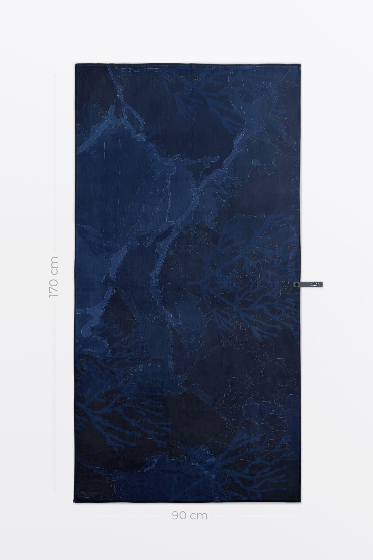 Serviette de plage Solem Chic marine XL, verso bleu profond