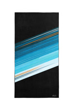 Serviette de plage Solem L’Athlétique XL, recto à lignes bleues et noires