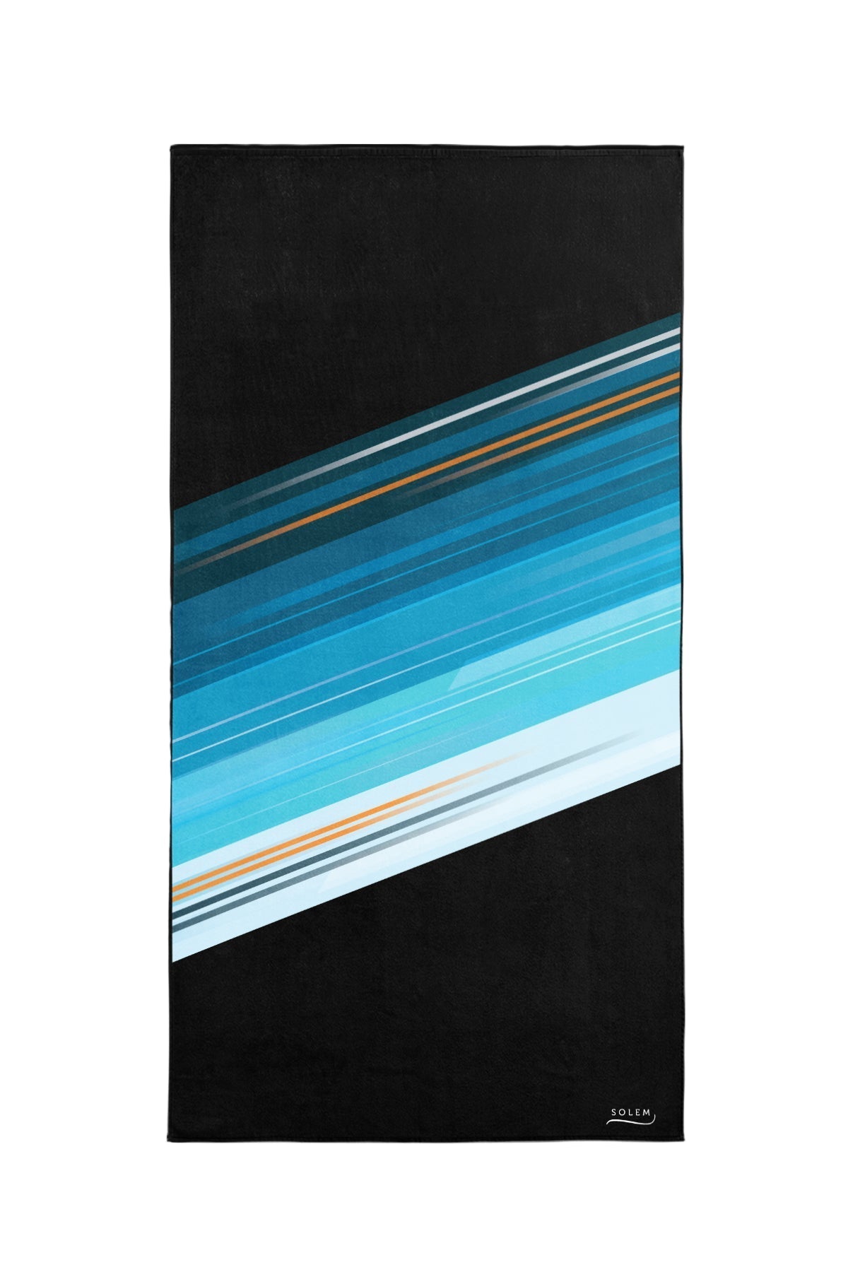 Serviette de plage Solem L’Athlétique XL, recto à lignes bleues et noires