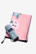 Serviette de plage Solem La Chat-l’Heureuse, serviette pliée avec pochette