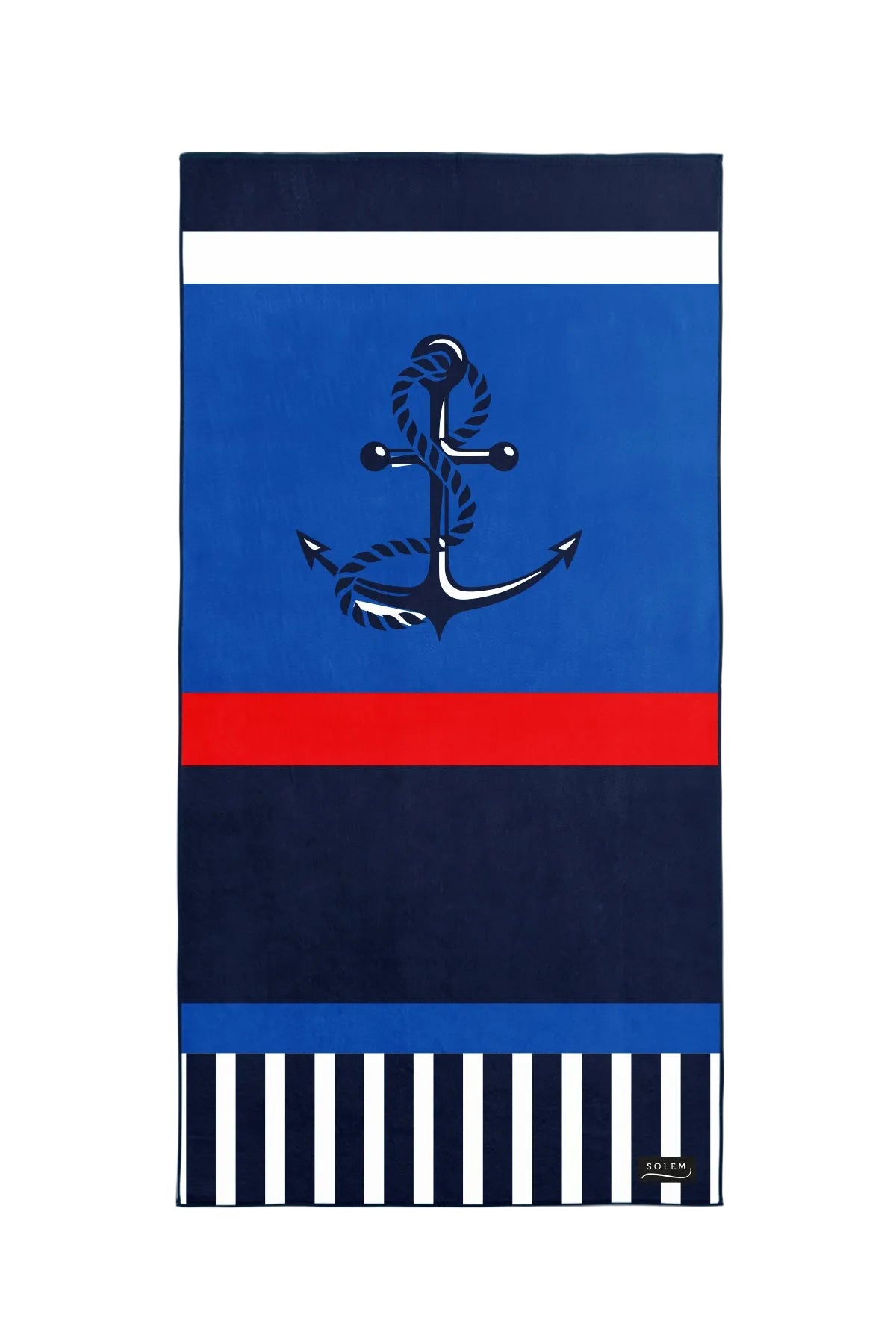Serviette de plage Solem Matelot 2.0 XL, recto avec ancre