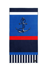 Serviette de plage Solem Matelot 2.0 XL, recto avec ancre