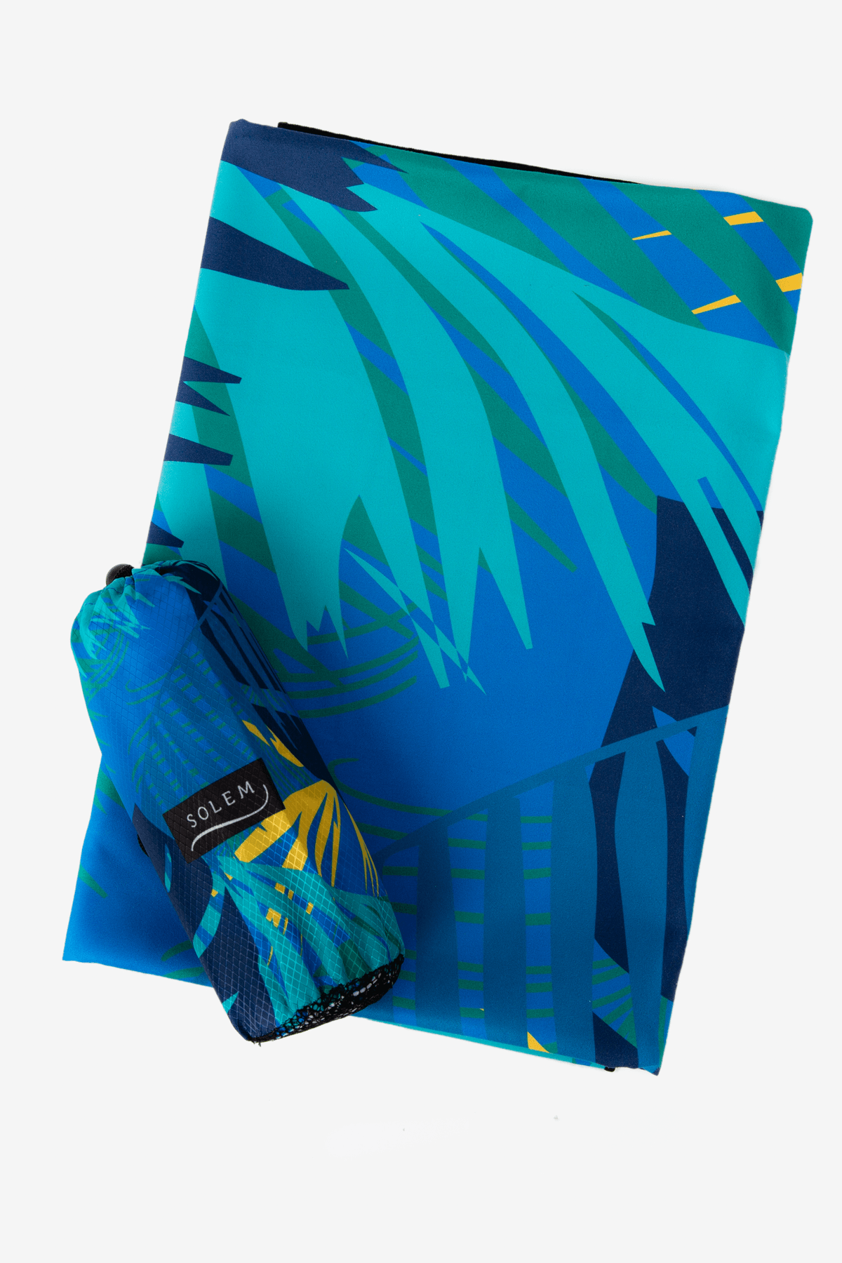 Serviette de plage Solem Panachée XL, serviette pliée et pochette assortie