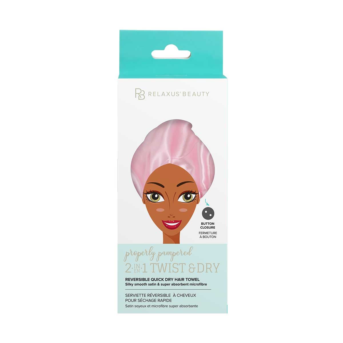 Serviette réversible Relaxus Twist & Dry 2 en 1 – rose, emballage