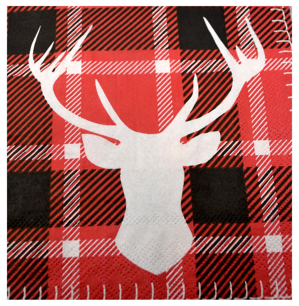 Serviettes de table Cerf et carreaux – 12 pièces