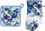 Manique et gant de cuisine à motif de bleuets