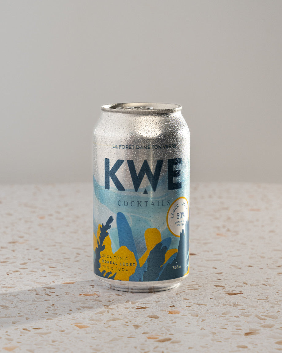 Soda tonique Boréal Léger KWE, canette de 355 ml, vue avant
