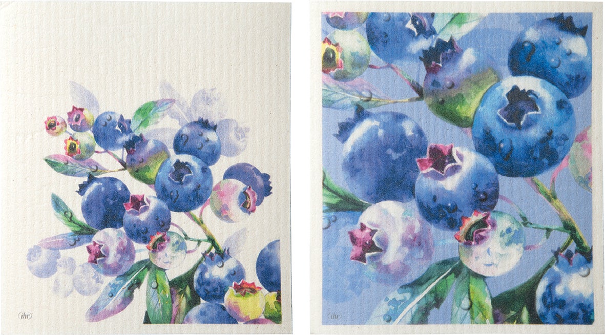 Deux linges à vaisselle à motif de bleuets