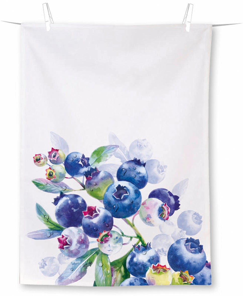 Linge blanc à motif de bleuets