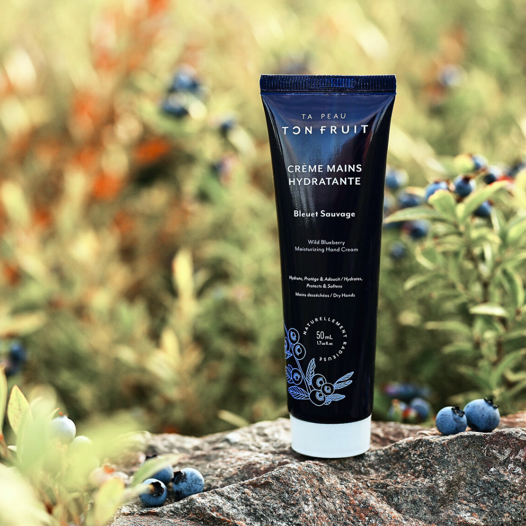 Tube bleu de crème à mains hydratante aux bleuets sauvages — Ta peau, ton fruit
