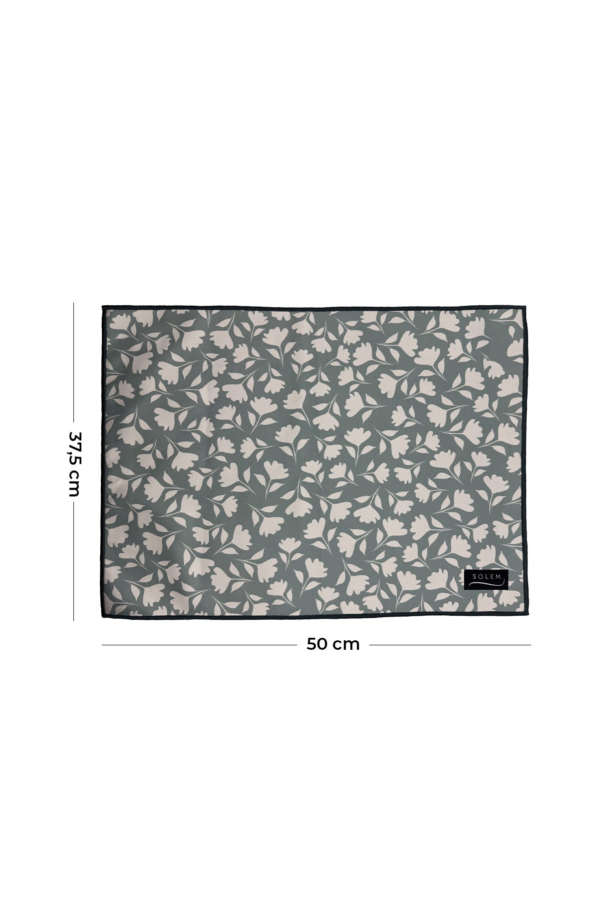 Tapis de séchage pour vaisselle Solem Fleur de sauge, recto floral avec dimensions
