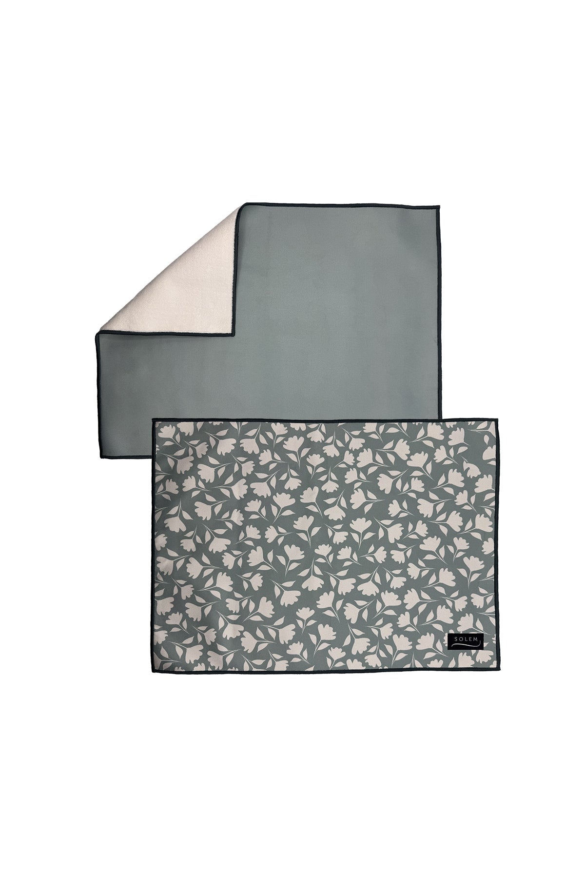 Tapis de séchage pour vaisselle Solem Fleur de sauge, tapis réversibles à motif floral