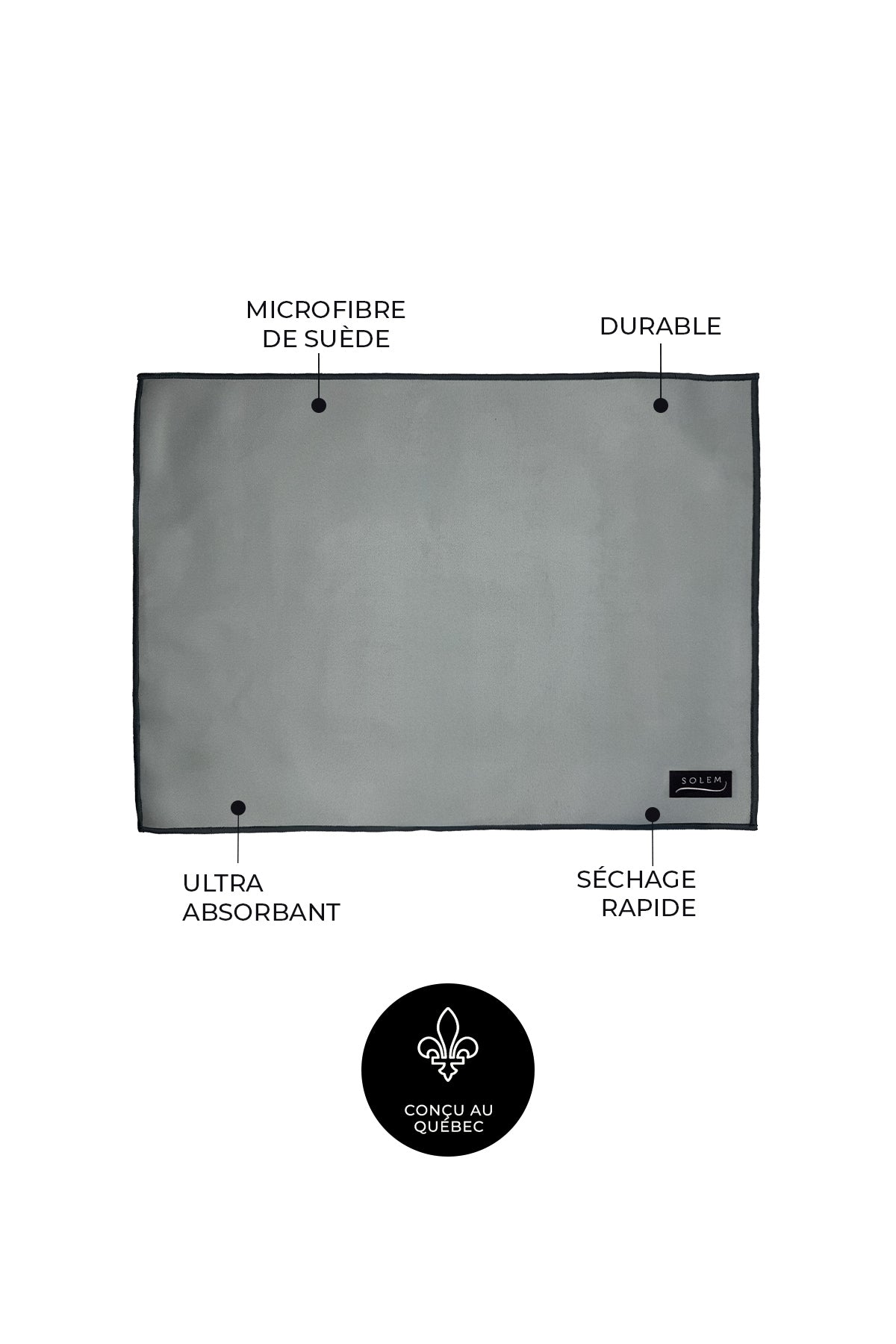 Tapis de séchage pour vaisselle Solem Fleur de sauge, verso en microfibre