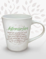 Tasse Earth Angel « Infirmière » ornée d’un message en français.