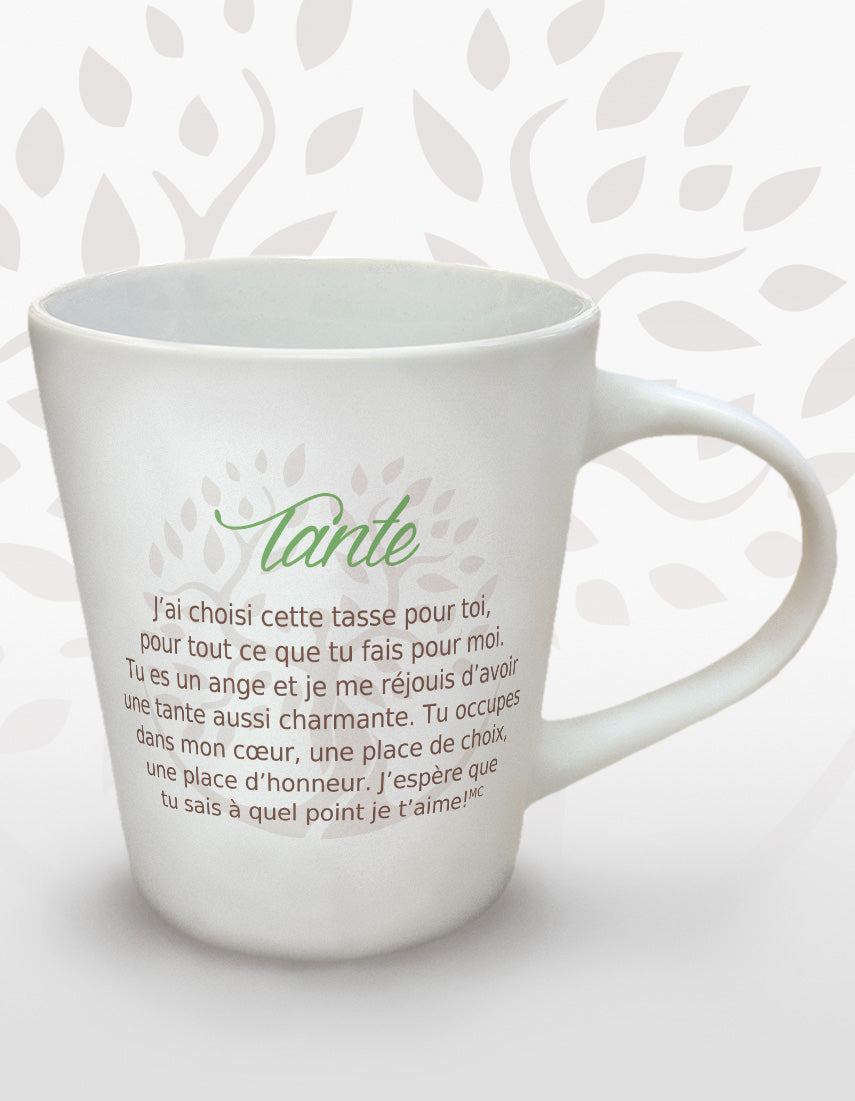 Tasse Earth Angel « Tante » ornée d’un message en français.
