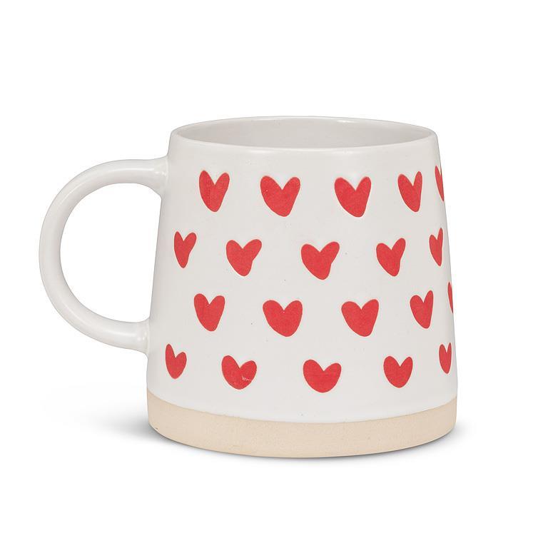 Tasse en grès à cœurs rouges Abbott — vue de l’autre côté