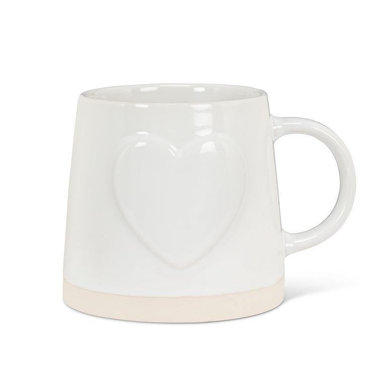 Tasse en grès blanche à cœur en relief Abbott