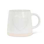 Tasse en grès blanche à cœur en relief Abbott