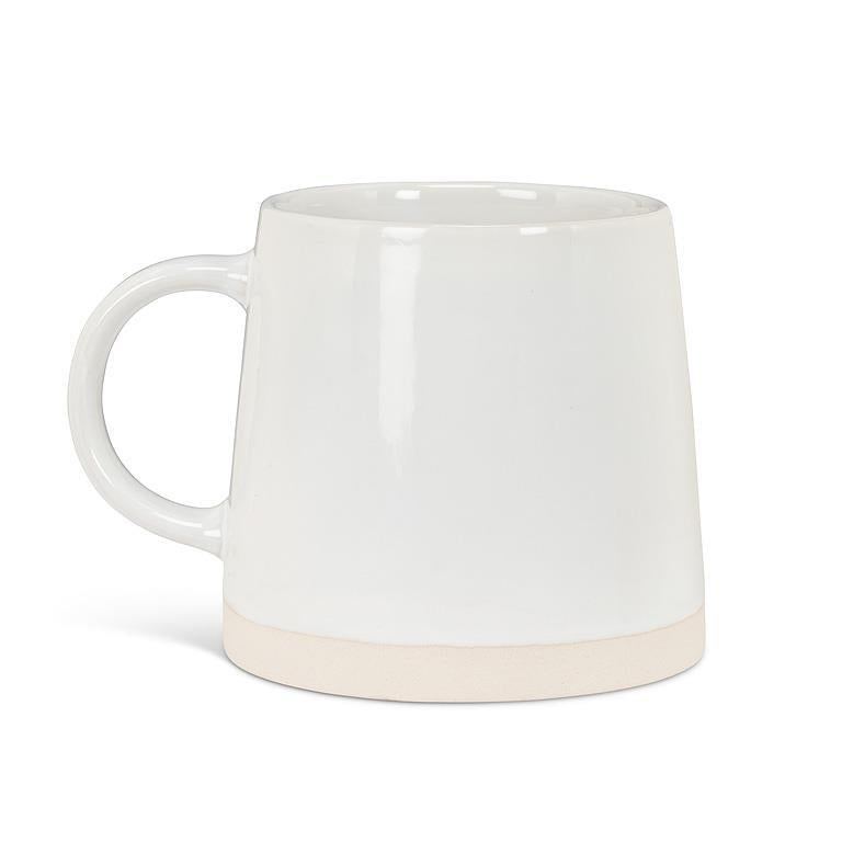 Tasse en grès blanche à cœur en relief Abbott — vue de l’autre côté