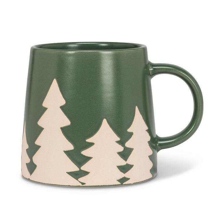 Tasse en grès verte à sapins ivoire Abbott