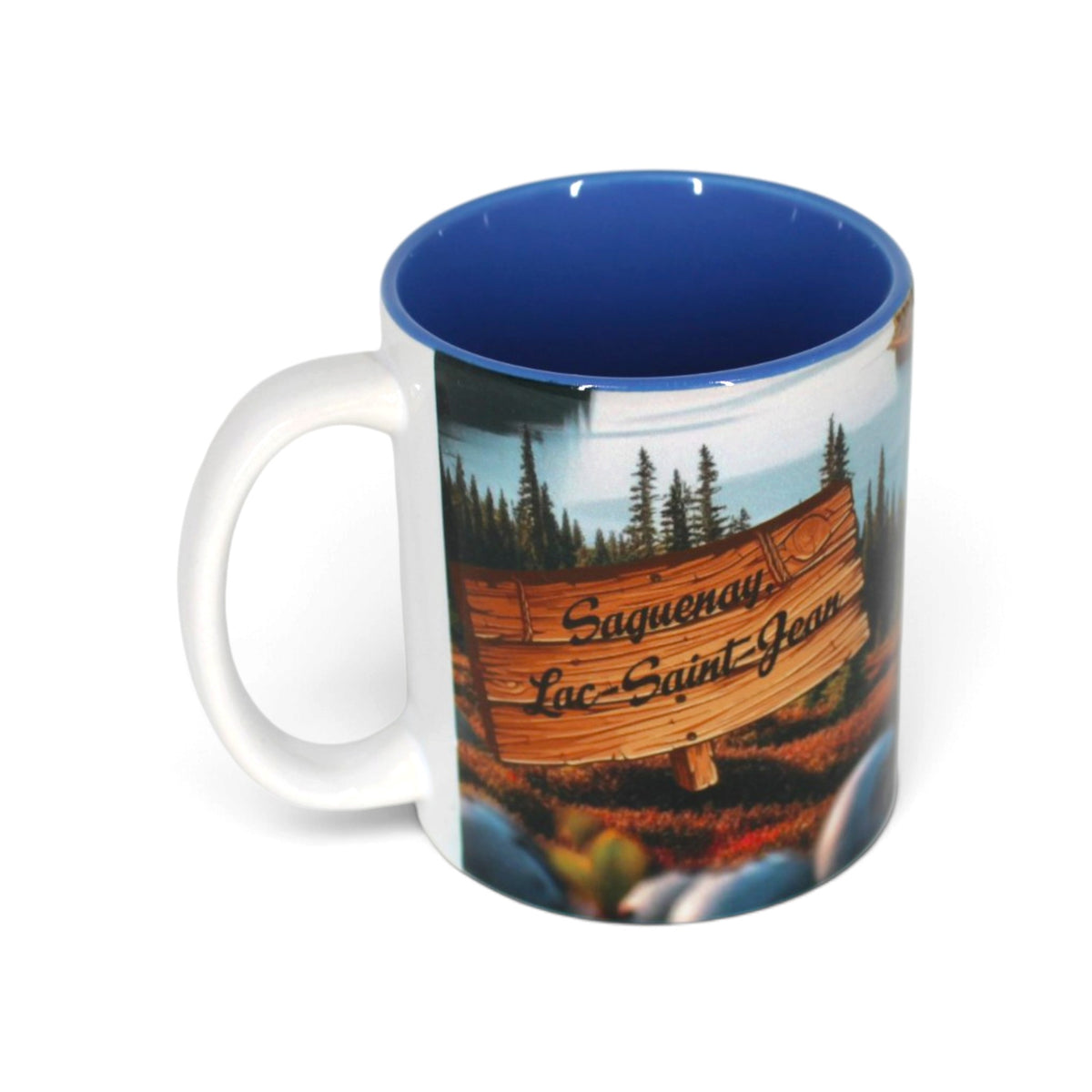 Tasse Saguenay–Lac-Saint-Jean à intérieur bleu – Enseigne de la région