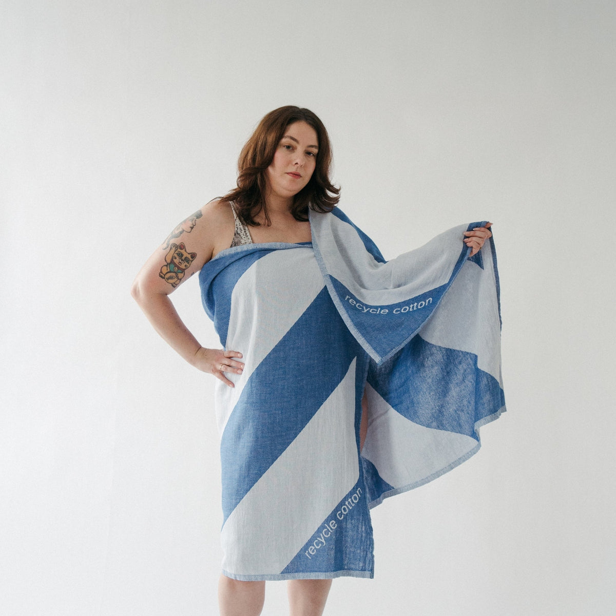 Serviette Diagonal – Bleu pierre – Pokoloko