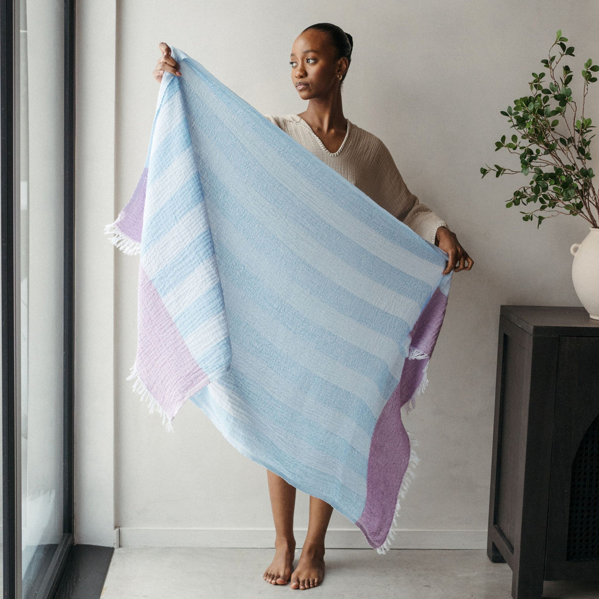 Serviette Boardwalk – Bleu et lilas – Pokoloko