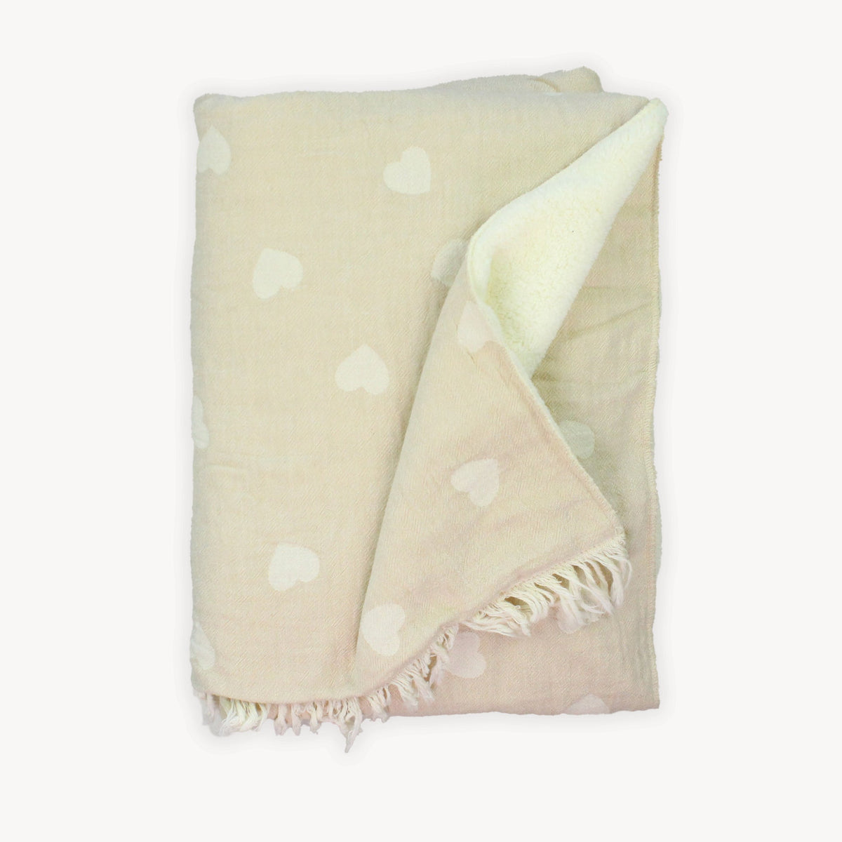 Jeté Have a Heart doublé en molleton – Beige – Pokoloko