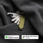 Traceur universel Orbitkey — traceur pistache avec clés et logos Apple Localiser et Google Find Hub