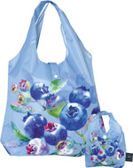 Sac réutilisable bleu à motif de bleuets avec sa pochette