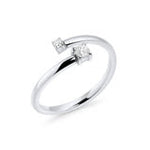 Bague argentée ouverte avec pierre claire