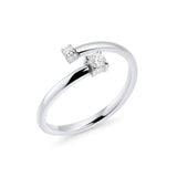 Bague argentée ouverte avec pierre claire