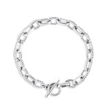 Bracelet argenté à grosses mailles et fermoir en T