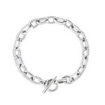 Bracelet argenté à grosses mailles et fermoir en T