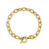 Bracelet doré à grosses mailles et fermoir en T