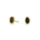 Petites boucles d’oreilles ovales noires à contour doré