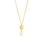 Collier doré à pendentif torsadé et perle