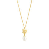 Collier doré à pendentif torsadé et perle