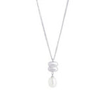 Collier argenté à pendentif torsadé et perle