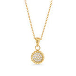Collier doré à pendentif rond serti de petites pierres
