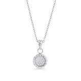 Collier argenté à pendentif rond serti de petites pierres